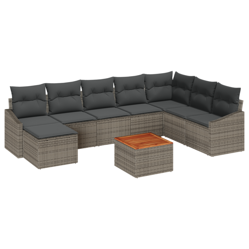6-teiliges Garten-Sofaset mit Kissen Beige Poly Rattan Akazie