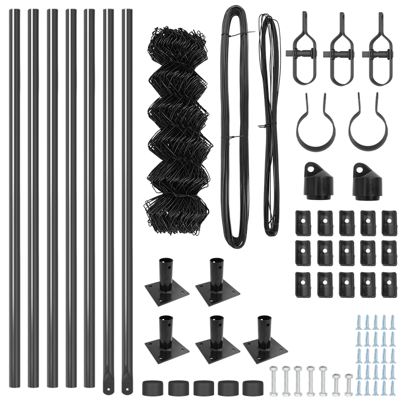 Drahtzaun mit 7 Flanschpfosten 0.4x10 m galvanisierter Stahl