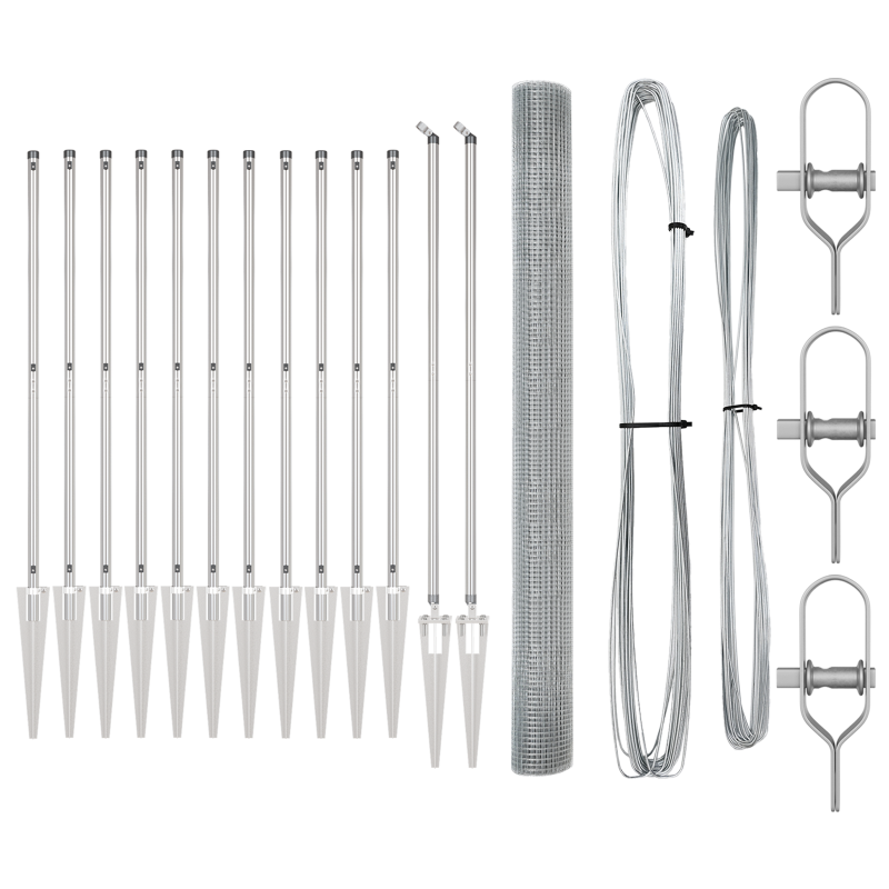 Drahtzaun mit 13 Spitzenpfosten 1,5x25 m verzinkter Stahl