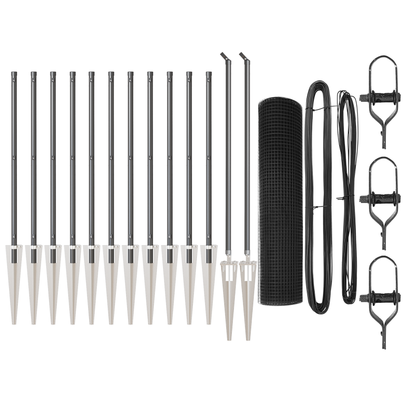 Schutzzaun mit 13 Spitzenpfosten Grau 0,8x25 m Stahl