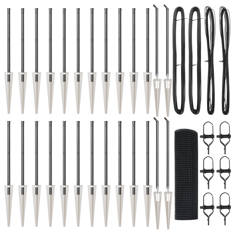 Geschweißter Drahtzaun mit 13 Spike-Posts Grau 0,8x50 m Stahl