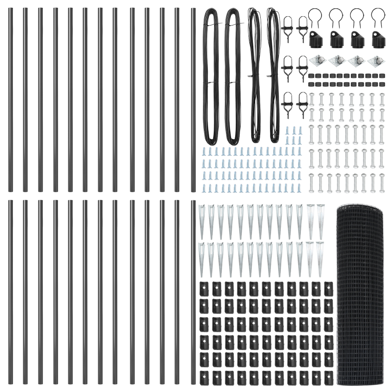 Geschweißter Drahtzaun mit 13 Spike-Posts Grau 0,8x50 m Stahl