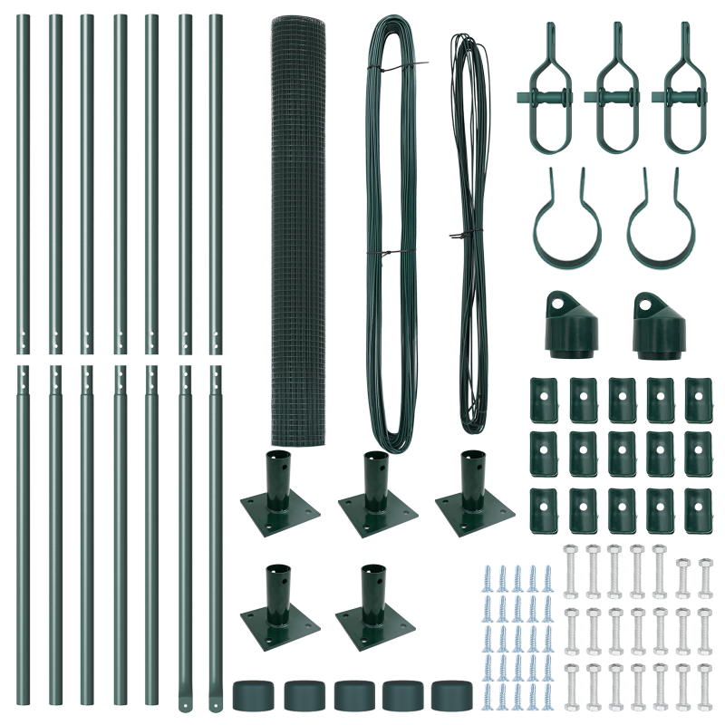 Zaunpfosten Set Set mit 2 Grün Metall mit Kunststoffbeschichtung