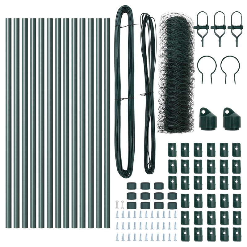 Zaunset Set aus 2 Waldgrün Pulverbeschichteter Stahl 25 x 0,5 m