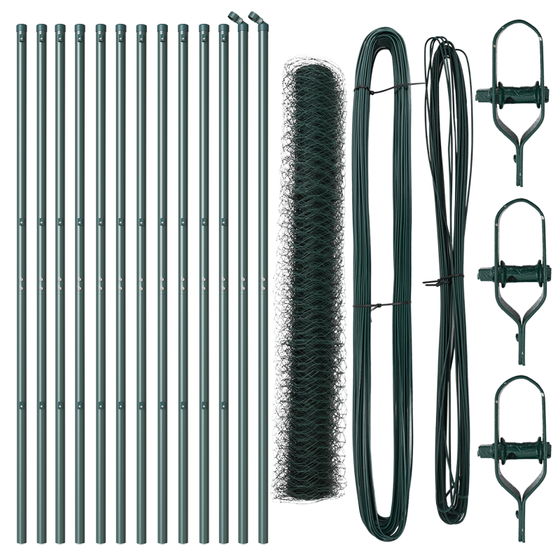 Zaunset Set aus 2 Grün Metall 25 x 1,2 m Langlebig Außenzaun