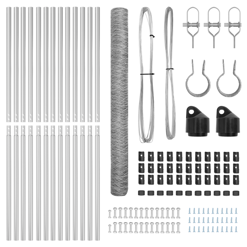 Zaunset Set aus 2 Feuerverzinkter Stahl 25 x 1,5 m Langlebig