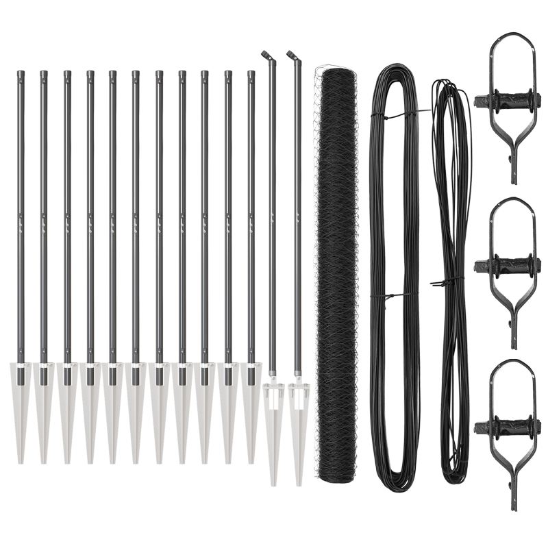 Zaunset Set aus 2 Grau Metall, PVC-beschichteter Draht 25 x 1,5 m