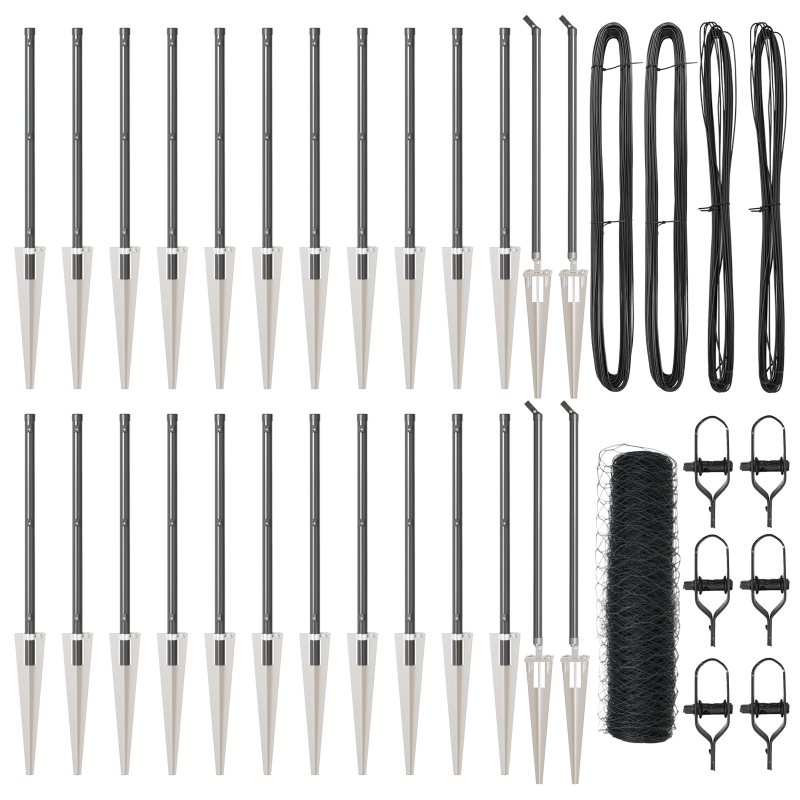 sechseckiger Zaun Grau 0,8x50 m Stahl