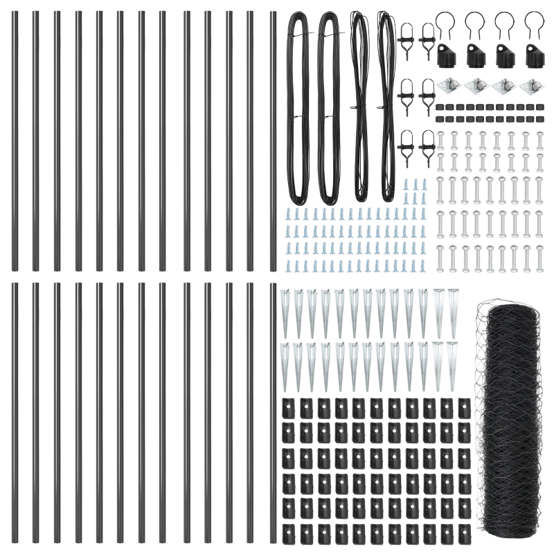 sechseckiger Zaun Grau 0,8x50 m Stahl