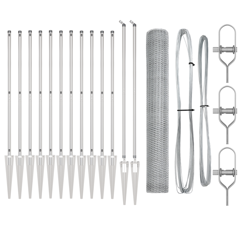 Zaunset Set von 2 Feuerverzinkter Stahl 25 x 1,2 m