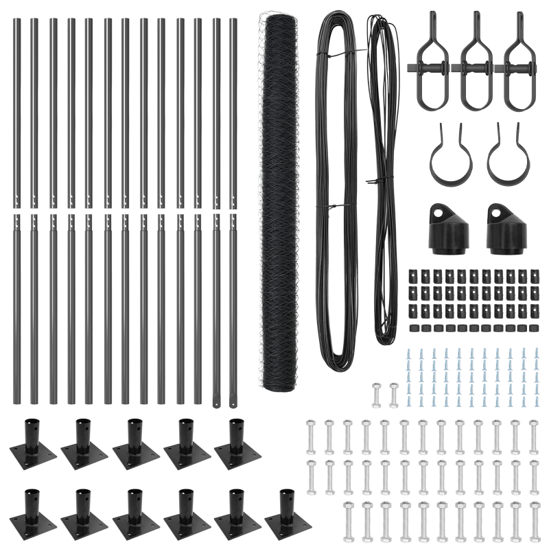 Zaunset Set aus 2 Grau Stahl 25 x 1,5 m Langlebig Zaunset