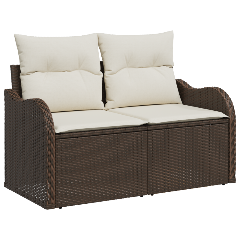 7-teiliges Gartensofa-Set mit Kissen Braun Poly Rattan