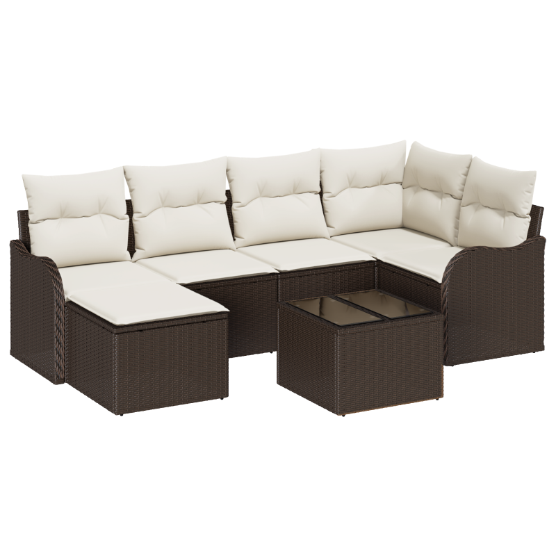 6-teiliges Garten-Sofa Set mit Kissen Grau Poly Rattan