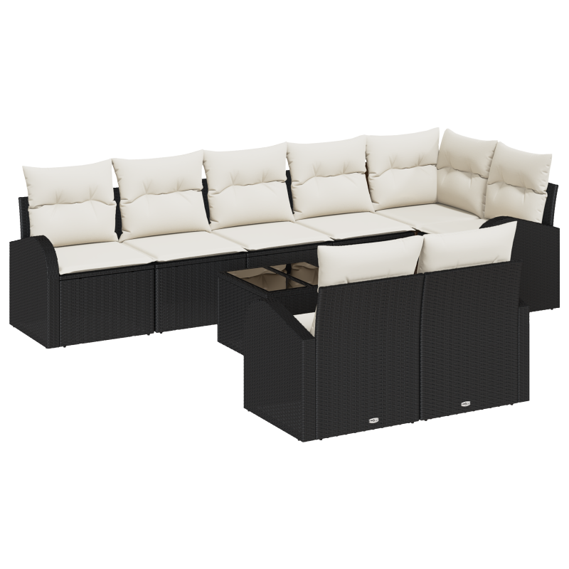 8-teiliges Garten Sofa Set mit Kissen Braun Poly Rattan