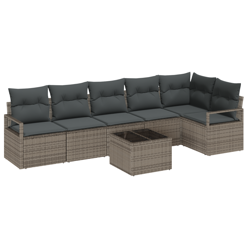 6-teiliges Garten-Sofa-Set mit Kissen Schwarz Poly Rattan