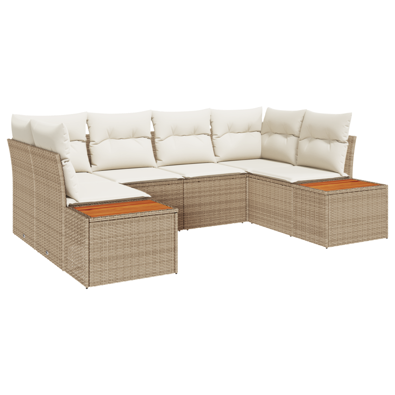 6-teiliges Garten Sofa Set mit Kissen aus beige poly Rattan