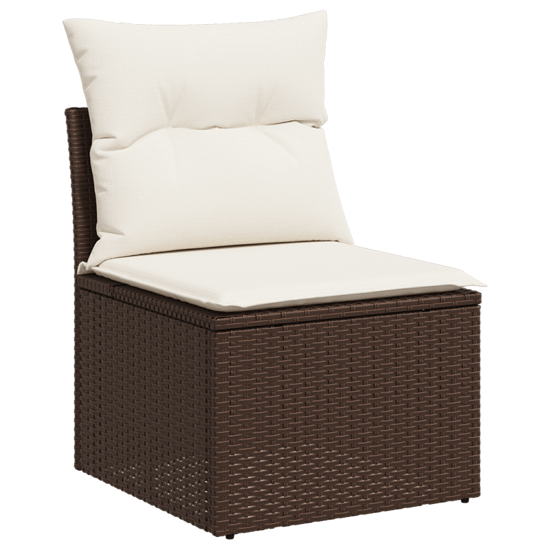 7-teiliges Garten Sofa Set mit Kissen Braunes Poly Rattan