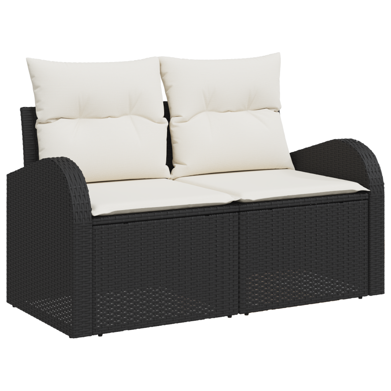 8-teiliges Garten Sofa Set mit Kissen Schwarz Poly Rattan