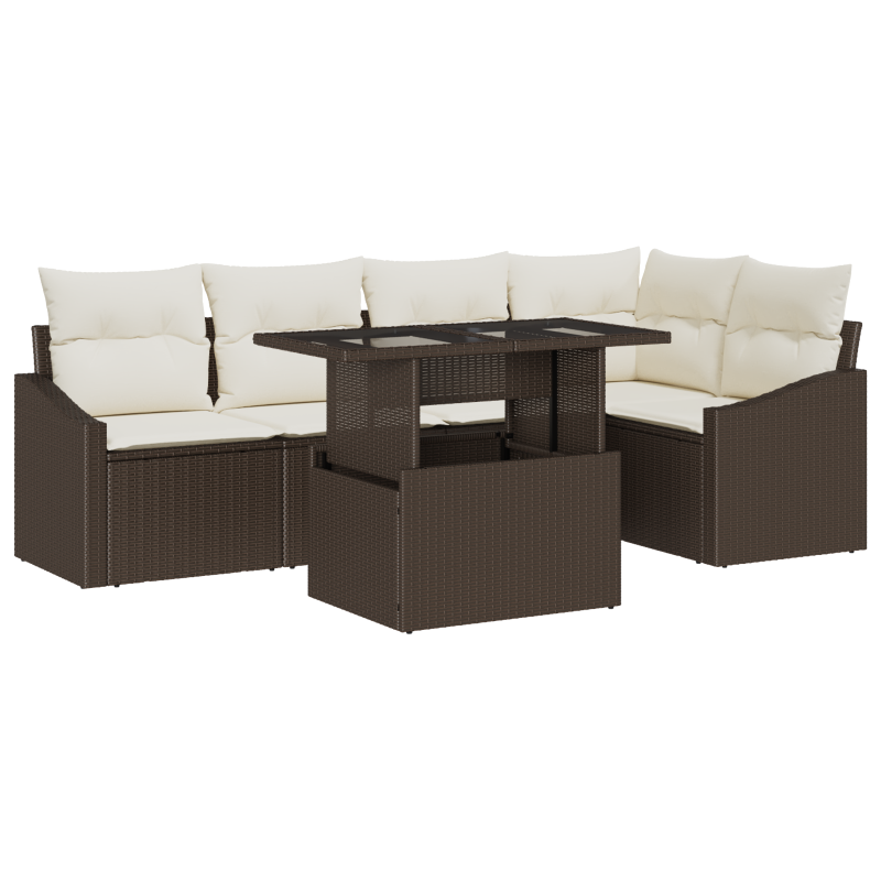 9-teiliges Garten-Sofa-Set mit Kissen Schwarz Poly Rattan