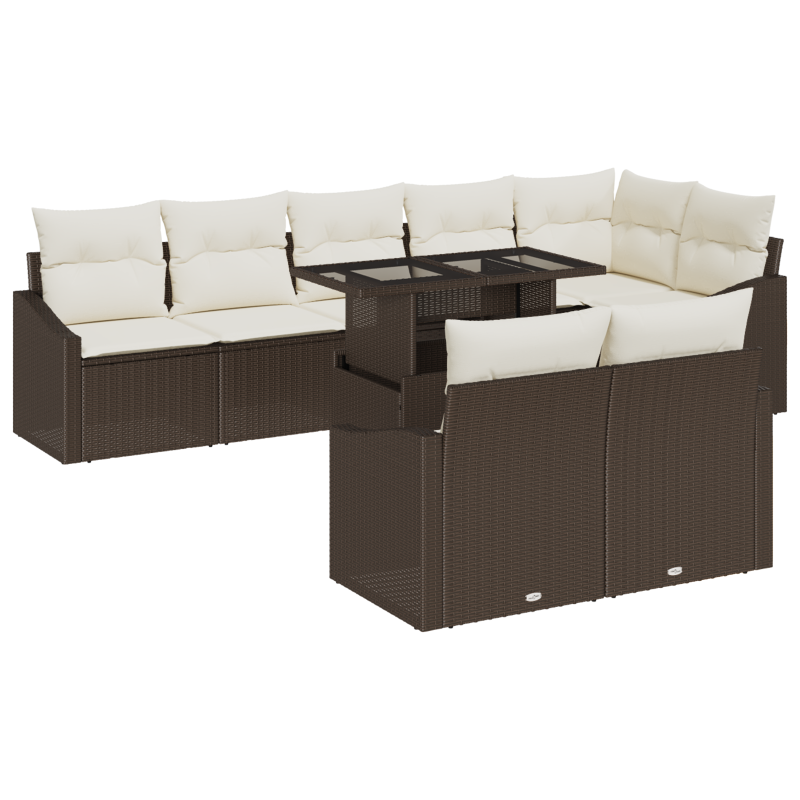 5-teiliges Garten Sofa Set mit Kissen Schwarz Poly Rattan