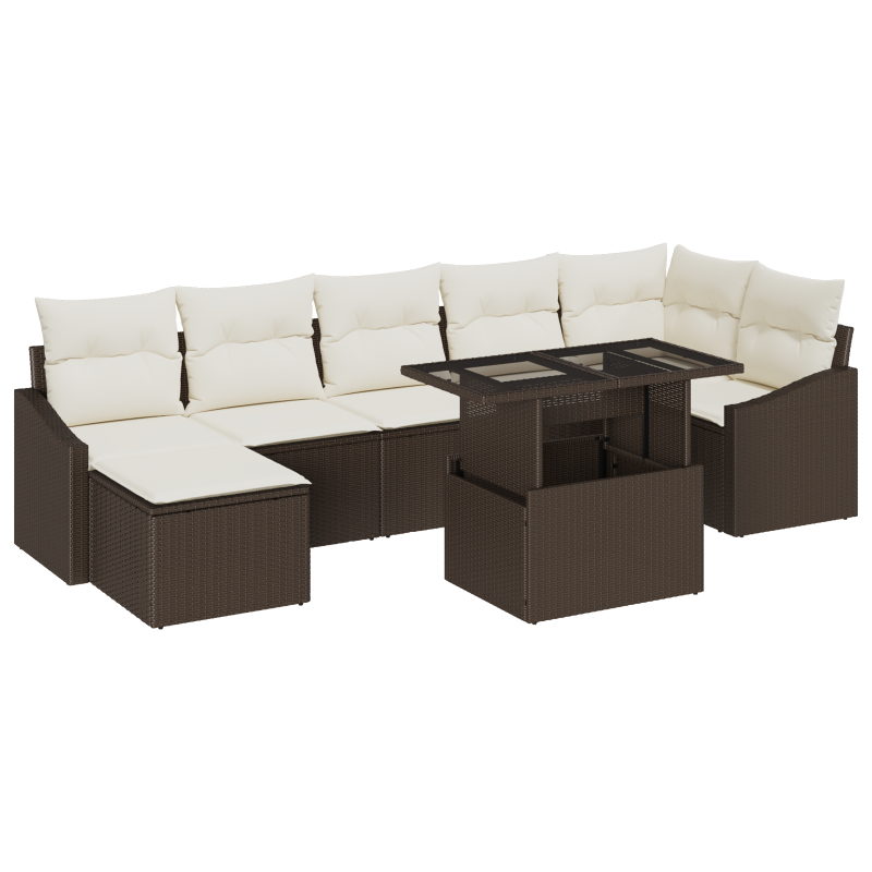 5-teiliges Garten Sofa Set mit Kissen braun Poly Rattan