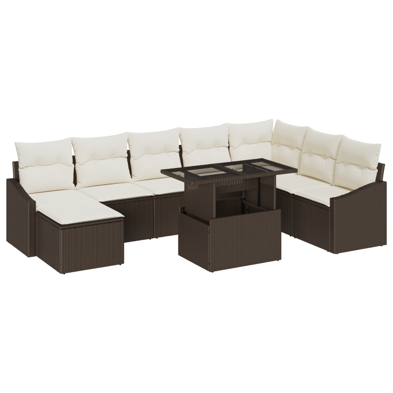 5-teiliges Garten Sofa Set mit Kissen Grau Poly Rattan