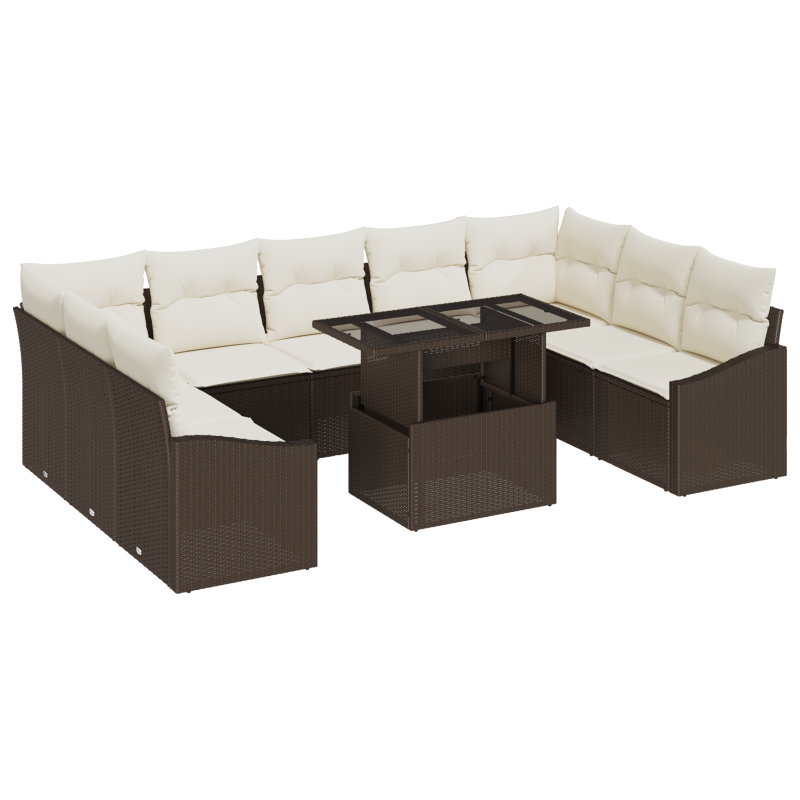 6-teiliges Garten-Sofaset mit Kissen Schwarz Poly-Rattan