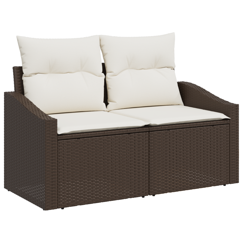 6-teiliges Garten-Sofa-Set mit Kissen Braun Poly Rattan