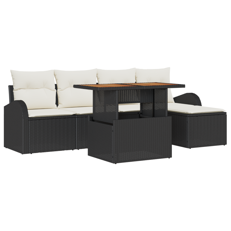 7-teiliges Garten-Sofa-Set mit Kissen in Braun Polyrattan
