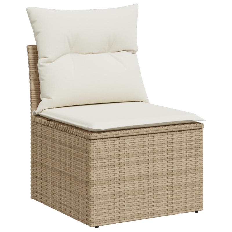9-teiliges Garten Sofa Set mit Kissen Beige Poly-Rattan
