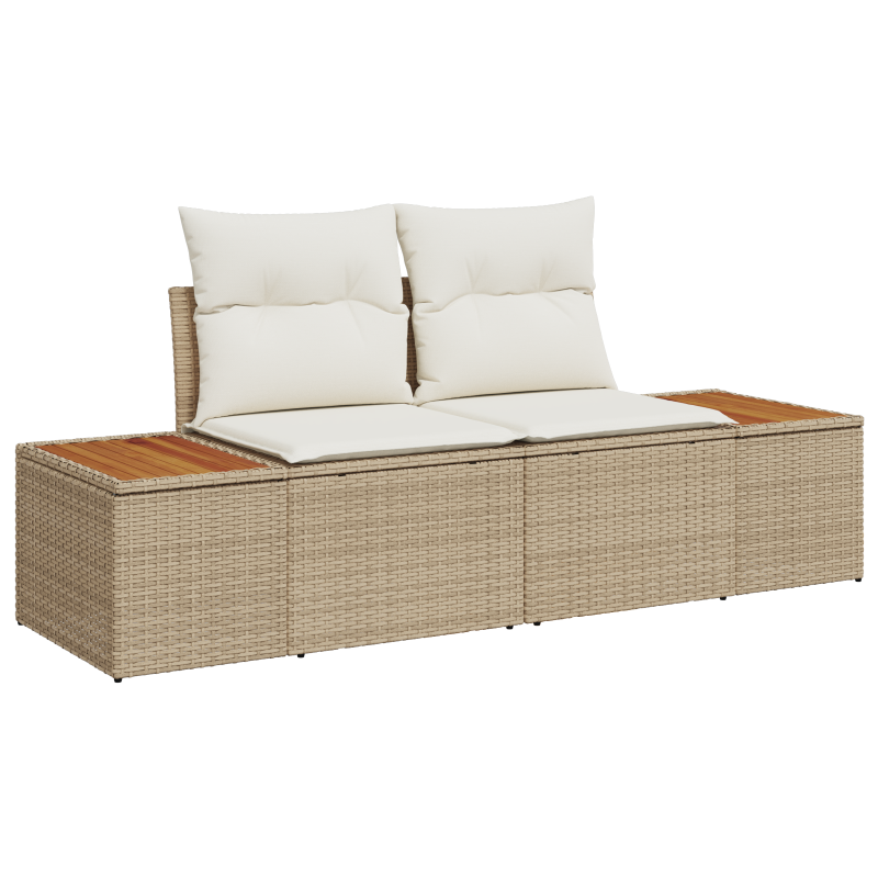 6-teiliges Garten Sofaset mit Kissen Beige Poly Rattan