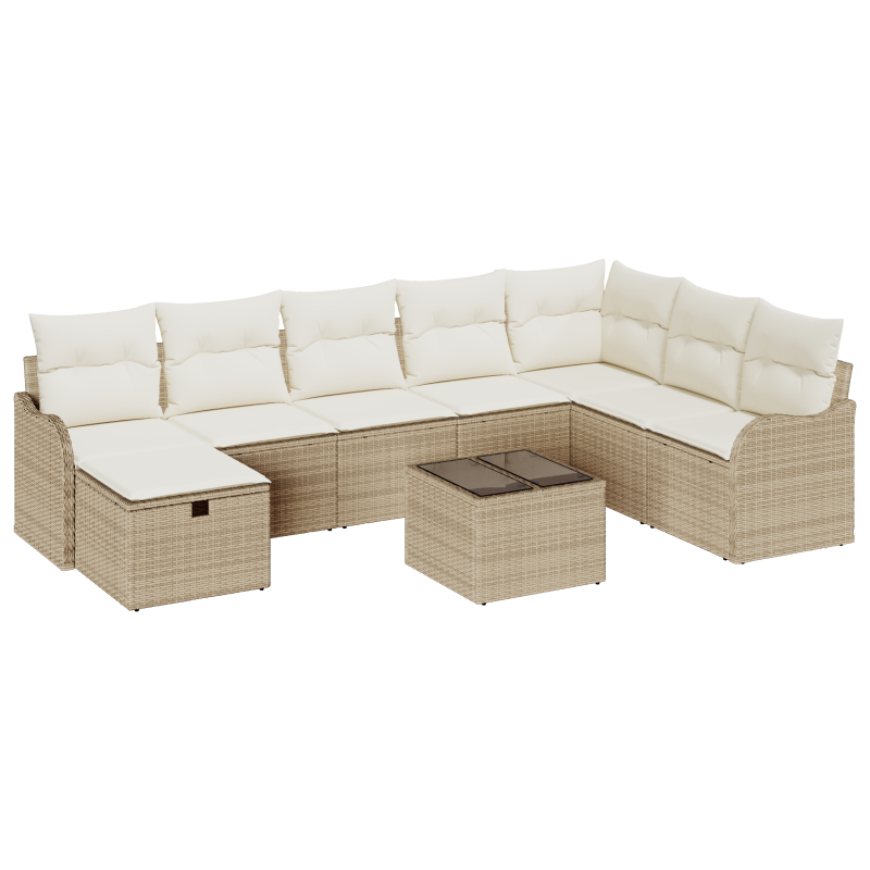6-teiliges Garten Sofa Set mit Kissen Braun Poly Rattan