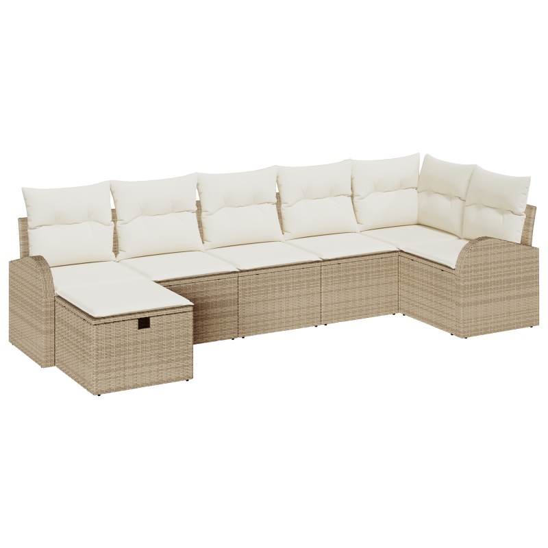 9-teiliges Garten-Sofa-Set mit Kissen Braun Poly Rattan