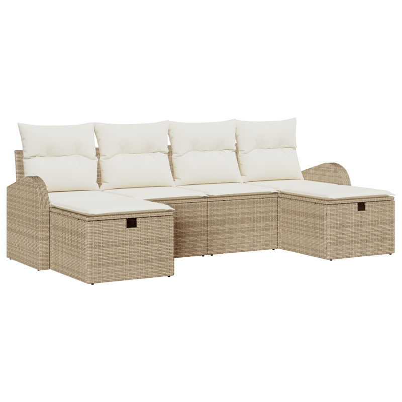 8-teiliger Garten Sofa Set mit Kissen Braun Poly Rattan