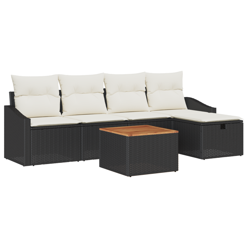6-teiliges Garten Sofa Set mit Kissen Beige Poly Rattan