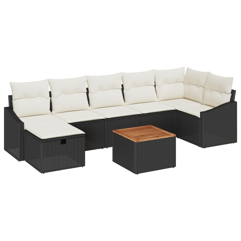 4-teiliges Garten Sofa Set mit Kissen Beige Poly Rattan