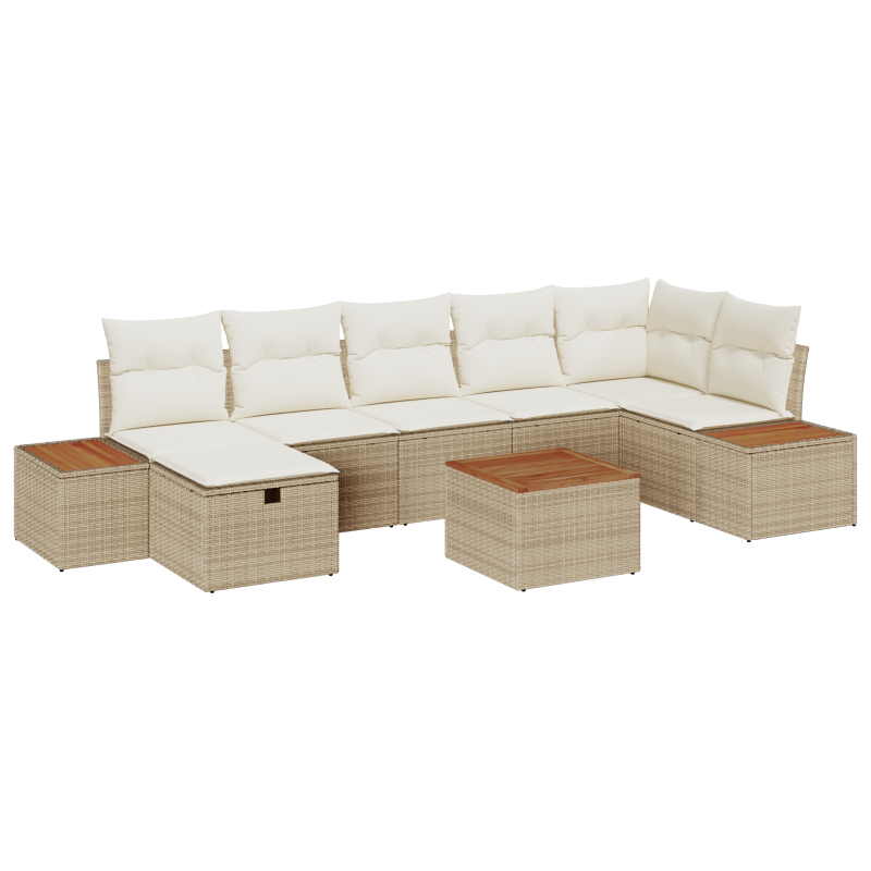 8-teiliges Garten Sofa Set mit Kissen in Beige Poly-Rattan