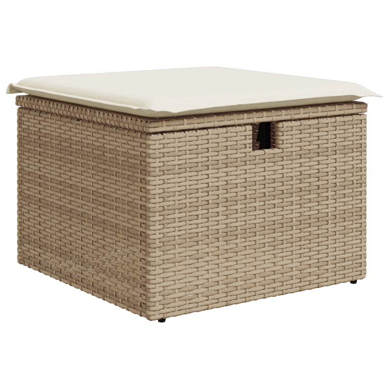 9-teiliges Garten-Sofa-Set mit Kissen Beige Poly Rattan