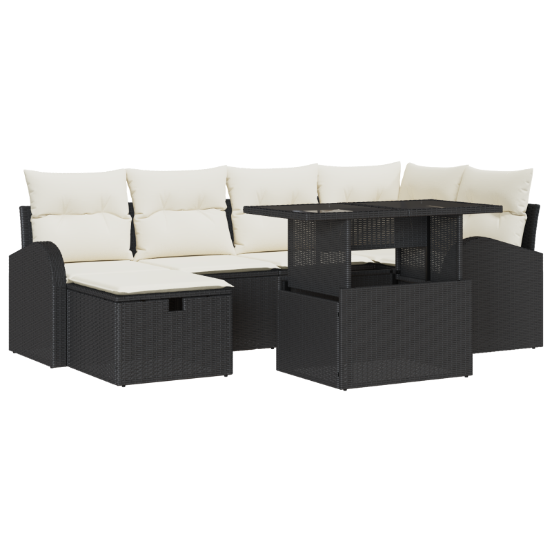 9 teiliges Garten Sofa Set mit Kissen Braun Poly Rattan