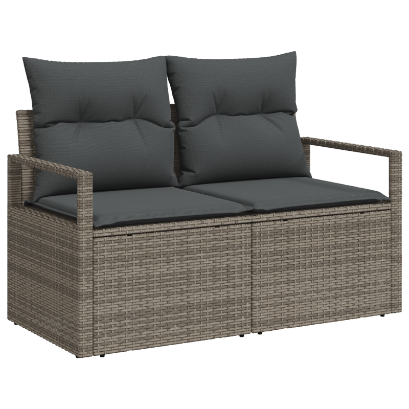 10-teiliges Garten Sofa Set mit Kissen Beige Poly Rattan