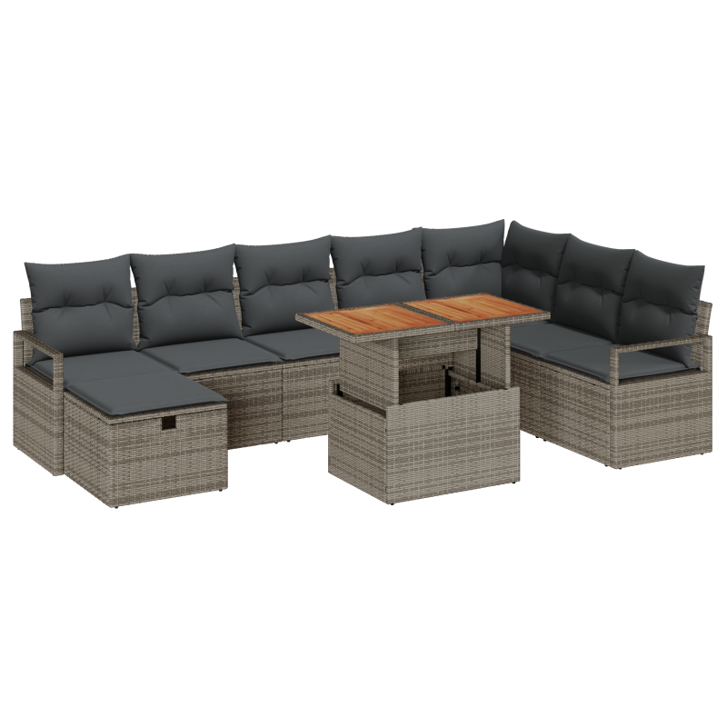 6-teiliges Garten-Sofaset mit Kissen Schwarz Poly-Rattan