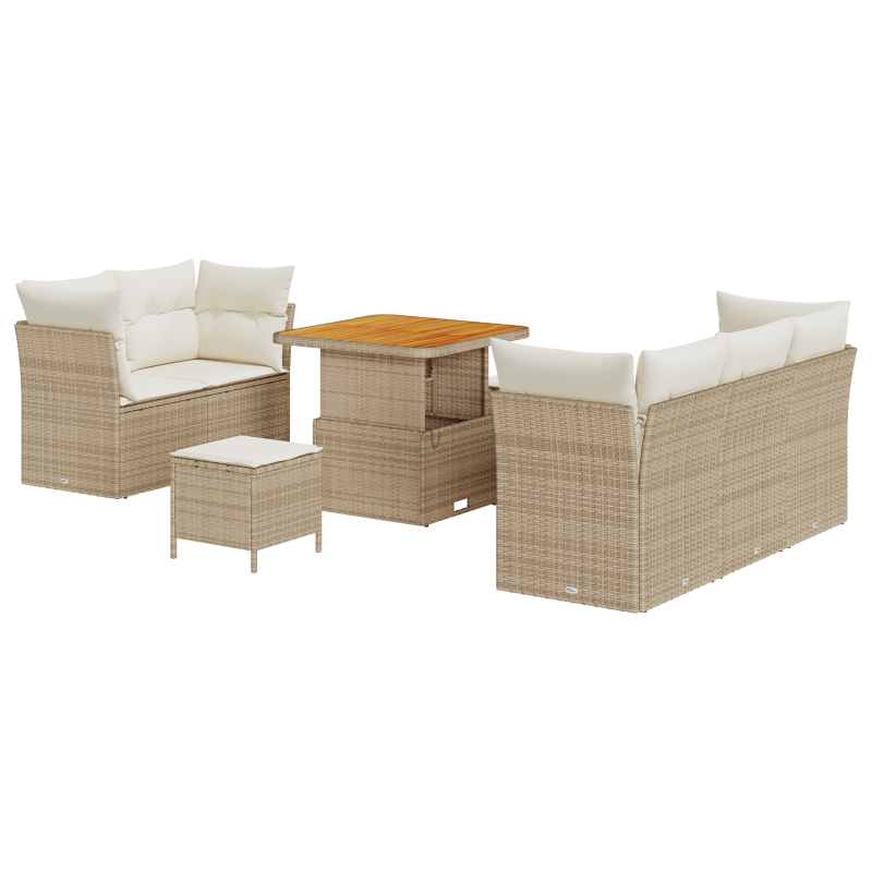 6-teiliges Garten Sofa Set mit Kissen Braun Poly Rattan