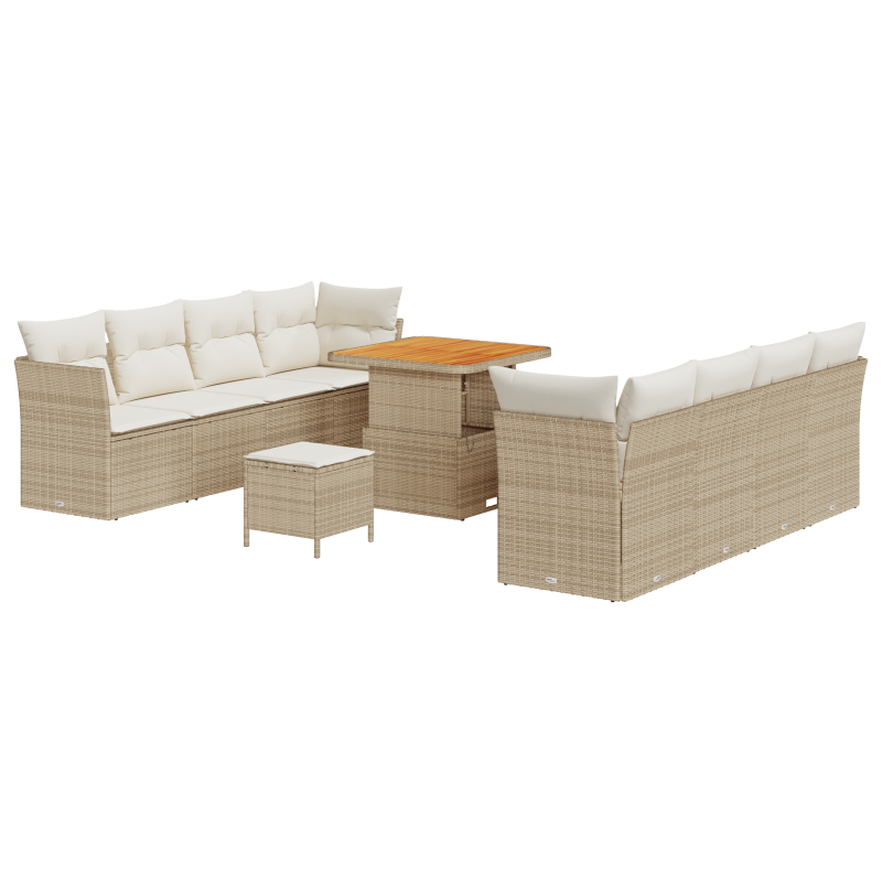 7-teiliges Garten-Sofa-Set mit Kissen in Braun Polyrattan