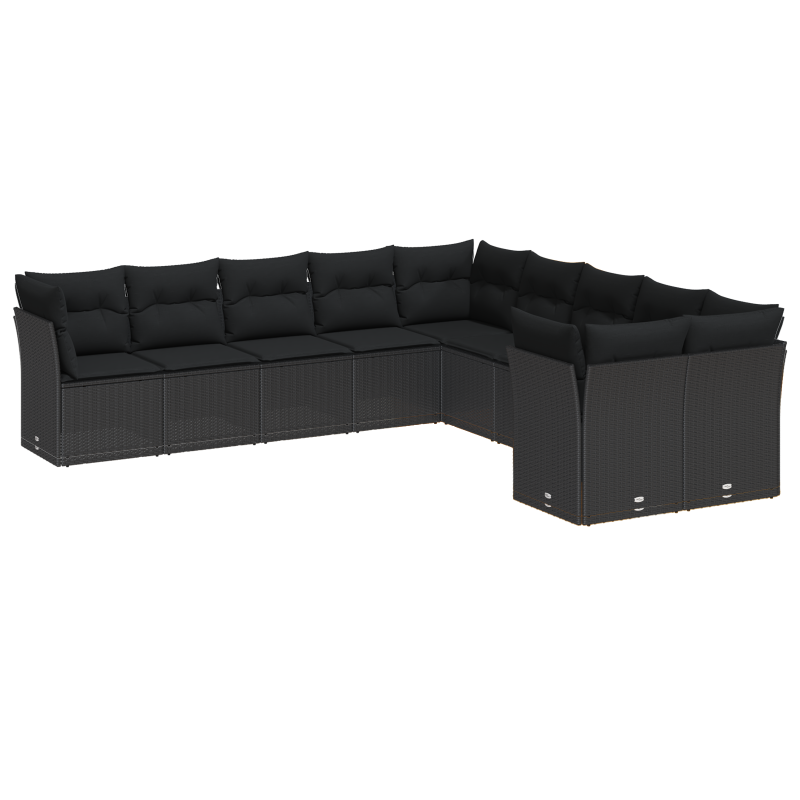 13-teiliges Garten-Sofa-Set mit Kissen Schwarz Poly Rattan Akazie
