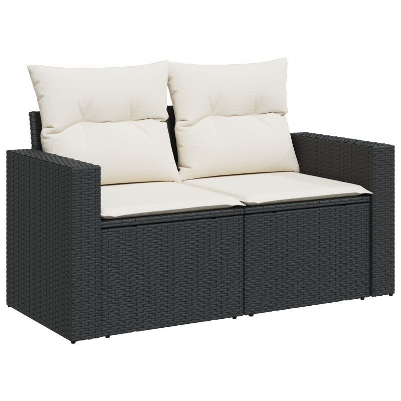 9-teilige Garten-Sofa-Set mit Kissen Beige Poly Rattan Akazie