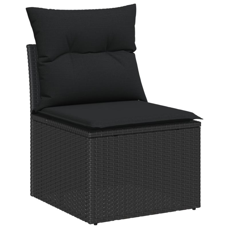 5-teiliges Gartensofa Set mit Kissen in Schwarz aus Polyrattan und Akazie