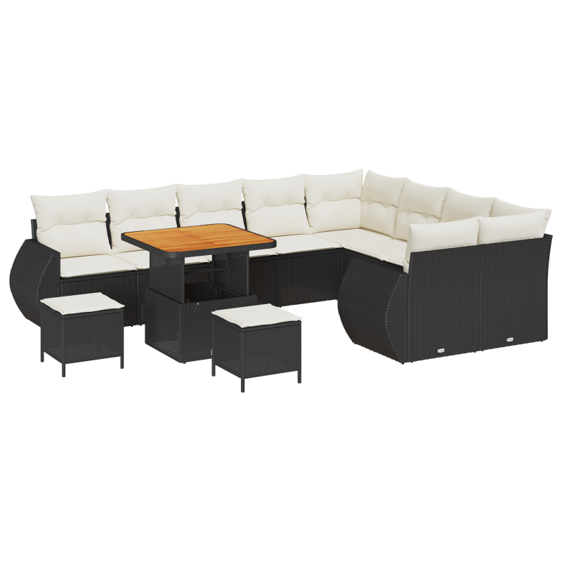6-teiliges Garten Sofa Set mit Kissen Braun Poly Rattan
