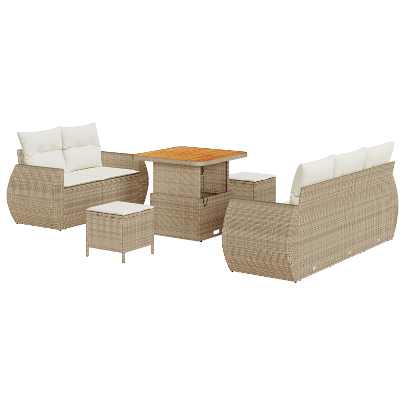 8-teiliges Garten Sofa Set mit Kissen in Beige
