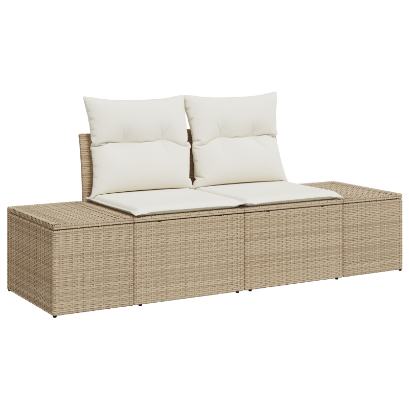 13-teiliges Garten Sofaset mit Kissen Beige Polyrattan Akazie