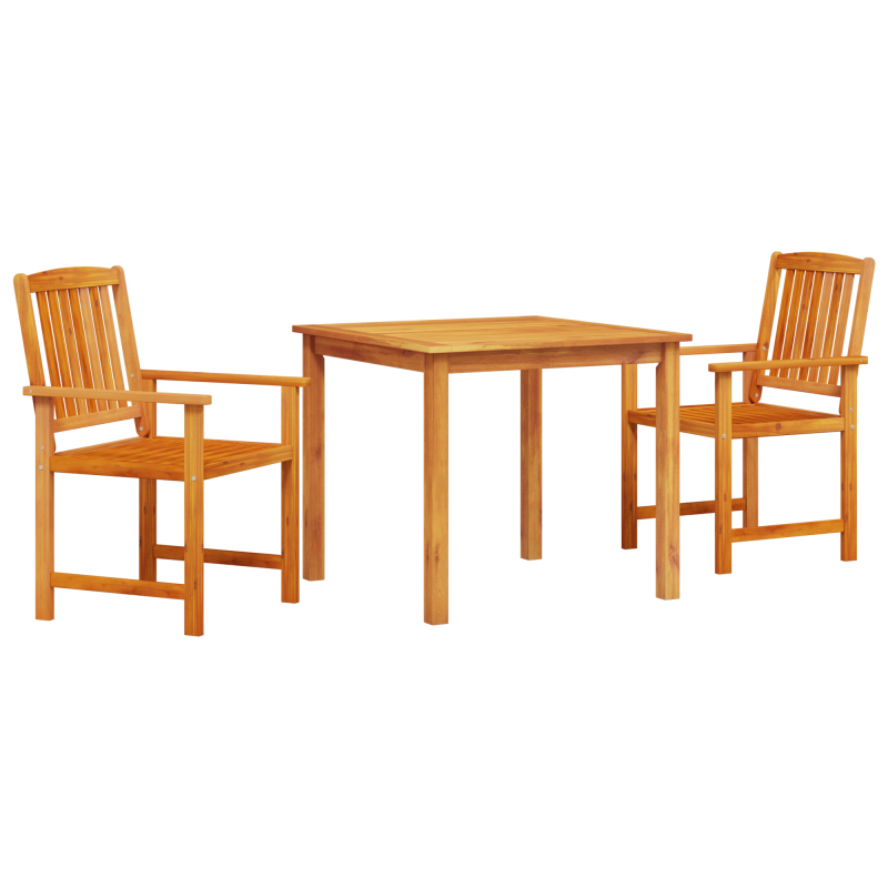 3-teiliges Garten-Dining-Set aus massivem Akazienholz
